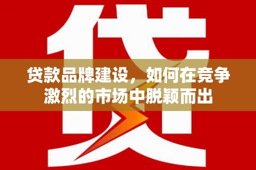 塔城贷款品牌建设，如何在竞争激烈的市场中脱颖而出