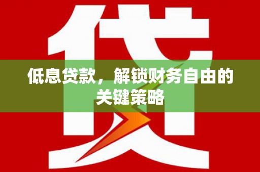 塔城低息贷款，解锁财务自由的关键策略